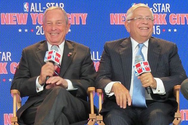 Mayor Bloomberg and NBA Commissioner Stern, sharing a laugh